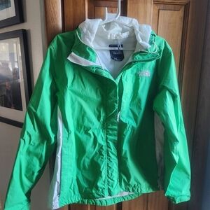 The North Face Bright Green Windbreaker with White Accents